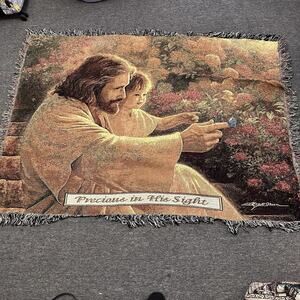 Greg Olsen Tapestry Throw Jesus 'Precious in His Sight' 68" x 48" Religious